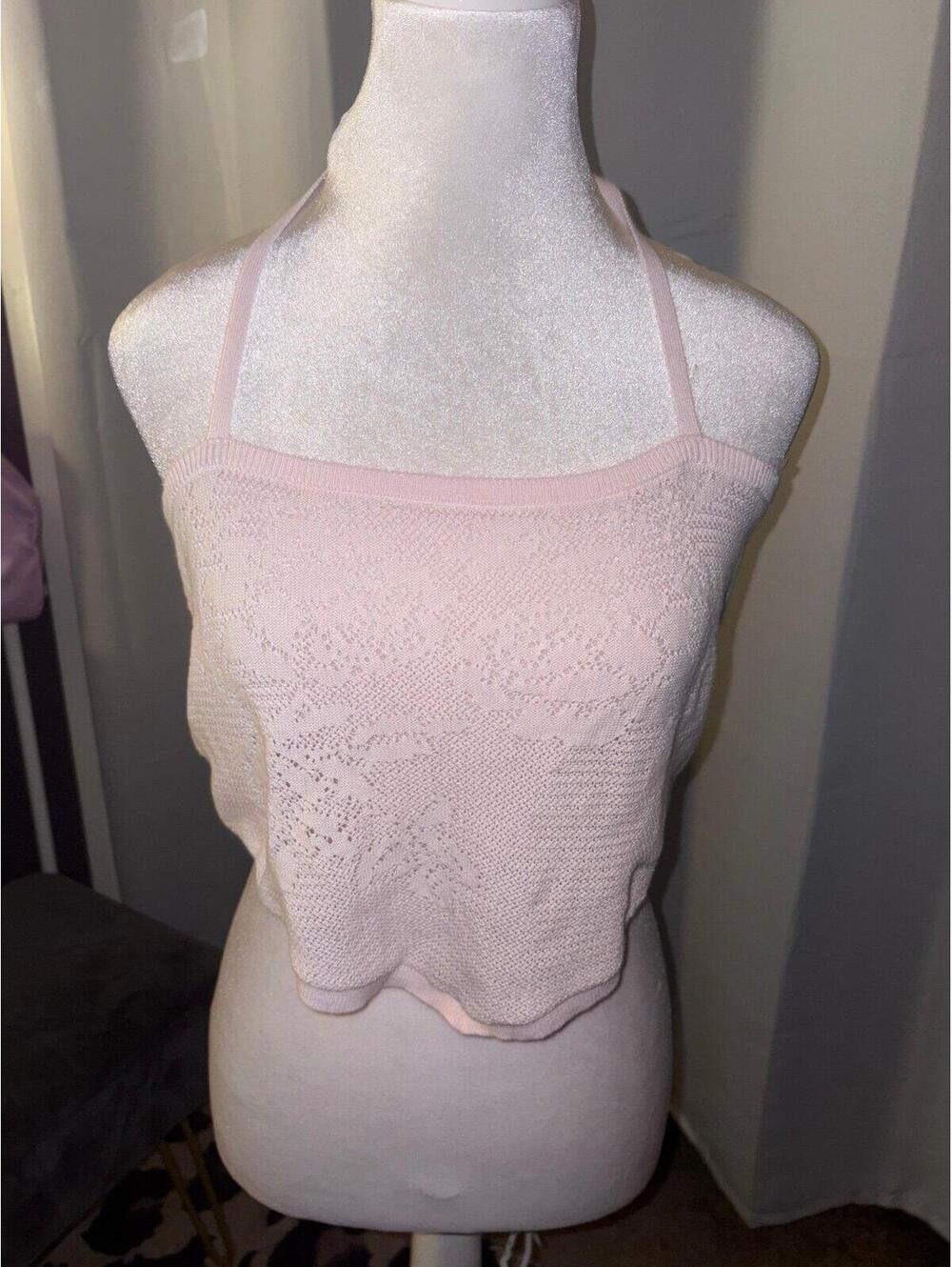 Pink knitted halter tank top new